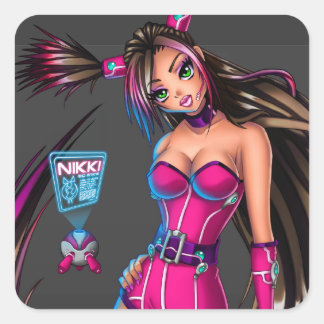 Sci Fi Anime Girl Nikki Quadratischer Aufkleber