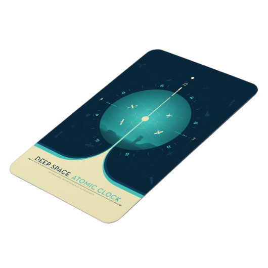 Sci-Fi-Anzeige, blaue Atomuhr, tiefer Raum Magnet (Linke Seite)
