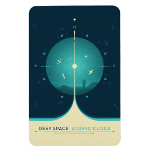 Sci-Fi-Anzeige, blaue Atomuhr, tiefer Raum Magnet