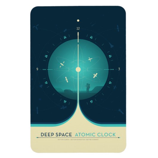 Sci-Fi-Anzeige, blaue Atomuhr, tiefer Raum Magnet (Vertikal)