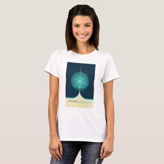 Sci-Fi-Anzeige, blaue Atomuhr, tiefer Raum T-Shirt (Vorne ganz)