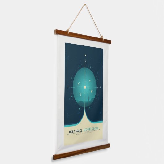 Sci-Fi-Anzeige, blaue Atomuhr, tiefer Raum Wandteppich Mit Holzrahmen (Gewinkelt)