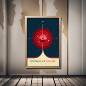Sci-Fi-Anzeige, rote Atomuhr, tiefer Raum Poster