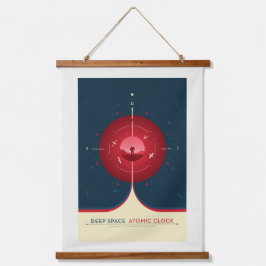 Sci-Fi-Anzeige, rote Atomuhr, tiefer Raum Wandteppich Mit Holzrahmen