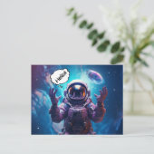 Sci-Fi Astronaut Postkarte (Stehend Vorderseite)