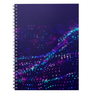 Sci-fi background. Digital wave with many particle Notizblock