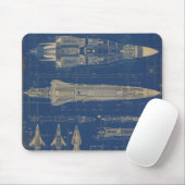 Sci-Fi Blueprint Rocket Mousepad (Mit Mouse)