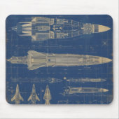Sci-Fi Blueprint Rocket Mousepad (Vorne)