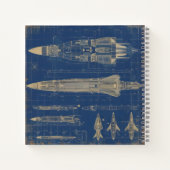 Sci-Fi Blueprint Rocket Notizblock (Rückseite)