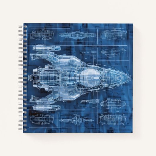 SCI-Fi Blueprint Space Ship Notizblock (Vorderseite)