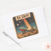 Sci-Fi-Comic-Buchzeichen Quadratischer Aufkleber (Umschlag)