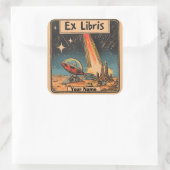 Sci-Fi-Comic-Buchzeichen Quadratischer Aufkleber (Tasche)