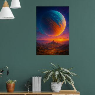 Sci-Fi Cosmic City Poster Wall Art – Futuristic