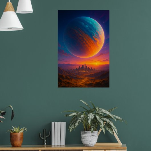 Sci-Fi Cosmic City Poster Wall Art – Futuristic (Wohnzimmer 1)