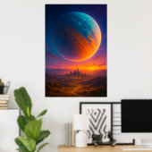 Sci-Fi Cosmic City Poster Wall Art – Futuristic (Heimbüro)