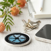 Sci Fi Cosmic Space Blue Ombre Futurisme Name Schlüsselanhänger (Seite)