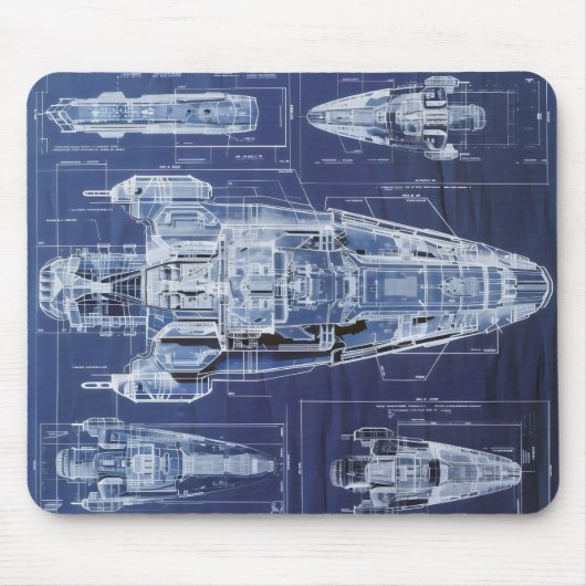 Sci-Fi-Diagramm für das Schiff Mousepad (Vorne)
