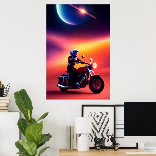 Sci-Fi Digital Art & Wall Decor, Fantasy Biker Poster (Heimbüro)