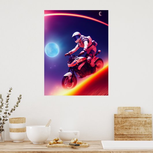 Sci-Fi Digital Wall Decor, Futuristic Biker Poster (Küche)