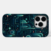 Sci-Fi Electronic Dark Pattern Case-Mate iPhone Hülle (Rückseite (Horizontal))