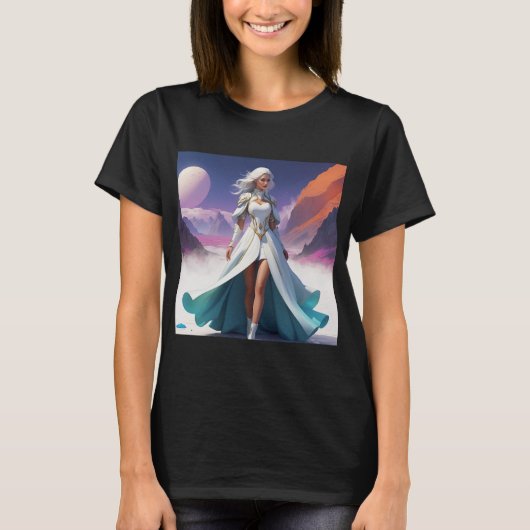 Sci-Fi Fantasy Art | Heroin in surrealen Landschaf T-Shirt (Vorderseite)