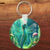 Sci-Fi fantasy art with dragonfly and mushroom art Schlüsselanhänger (Rückseite)