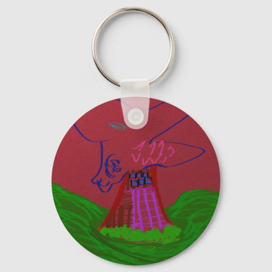 Sci-fi Fantasy Creature Landscape Keychain Schlüsselanhänger (Rückseite)