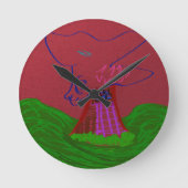 Sci-fi Fantasy Creature Landscape Runde Wanduhr (Vorderseite)