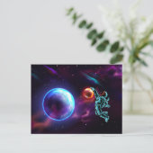 Sci-Fi Fantasy Space Basketball Astronaut Postca Postkarte (Stehend Vorderseite)