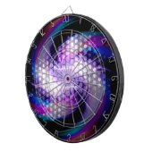 Sci-Fi farbiges Licht über Polka-Punkten Dartscheibe (Vorderseite rechts)