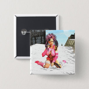Sci Fi Female Cyborg Button