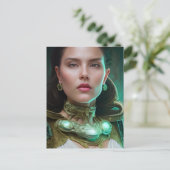 Sci-fi-Frau Postkarte (Stehend Vorderseite)