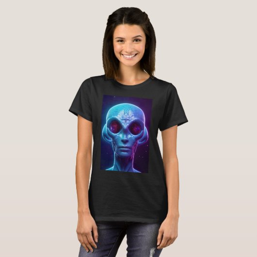 SCI Fi Futuristic Roboter Head Cyborg Unique Digit T-Shirt (Vorne ganz)