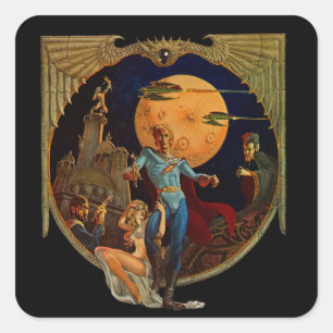 Sci-Fi-Held Quadratischer Aufkleber