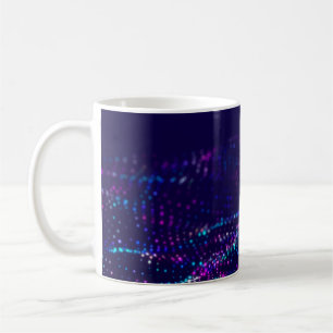 Sci-fi Hintergrund. Digitale Welle mit vielen Teil Kaffeetasse