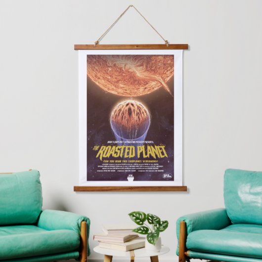 Sci-Fi Horror Movie Ad, The Roasted Planet Wandteppich Mit Holzrahmen (Wohnzimmer)