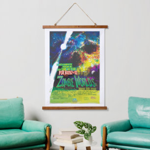 Sci-Fi Horror Movie Ad, Zombie Worlds Wandteppich Mit Holzrahmen