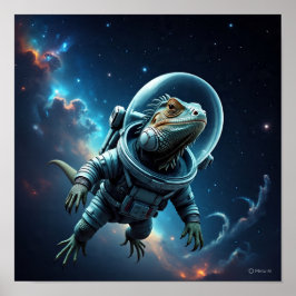 Sci-Fi Iguana im Weltraum Poster