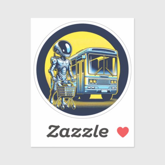 Sci-Fi in Daily Life Sticker - Funny Alien & Robot (Blatt)