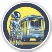 Sci-Fi in Daily Life Sticker - Funny Alien & Robot (Vorderseite)