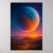 Sci-Fi Kosmische Stadtposter-Wandkunst – Futuristi Poster (Vorne)