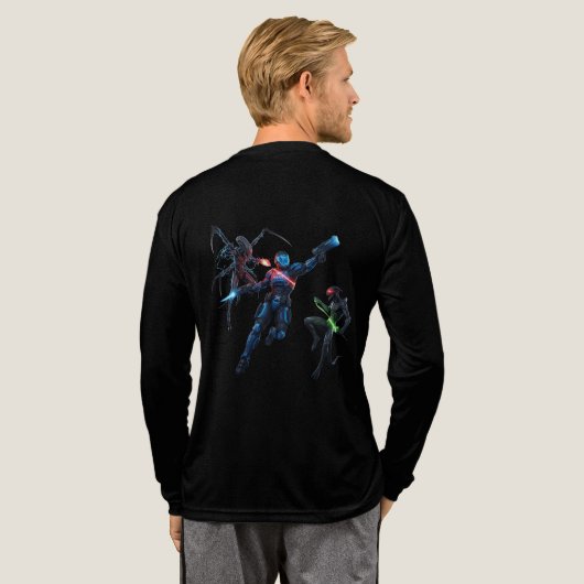 Sci-Fi Krieger vs Aliens | Hyper Anime T-Shirt Tri-Blend Shirt (Voller Rücken)