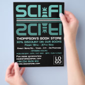 Sci-Fi-Logo, Buchspeicherwerbung Flyer (Hand)