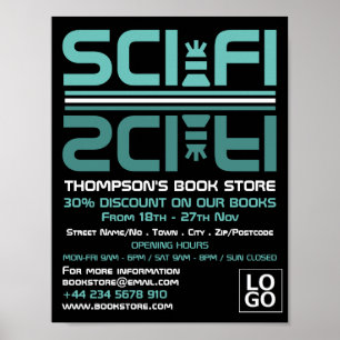 Sci-Fi-Logo, Buchspeicherwerbung Poster