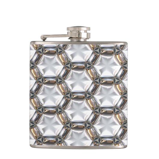 Sci-Fi Metallmuster 4 Wrapped Flask Options Flachmann (Vorderseite)
