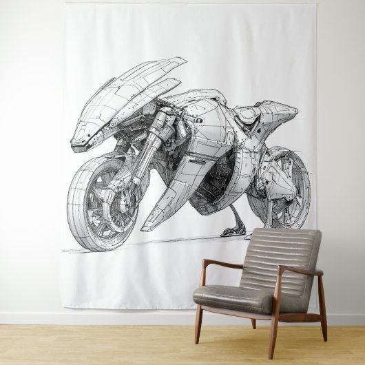 Sci-Fi Motorrad - Alien Wandteppich (Beispiel)