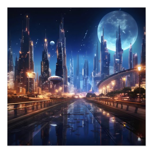 Sci-Fi Night City Fotodruck (Vorne)