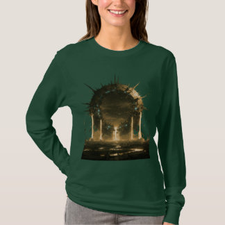 Sci-Fi Portal Gate Green Long-Sleeve T-Shirt