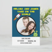Sci Fi-Raketenschiff Save the Date (Stehend Vorderseite)