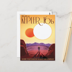 Sci-Fi-Reise-Werbung, Planet Kepler-16b Postkarte